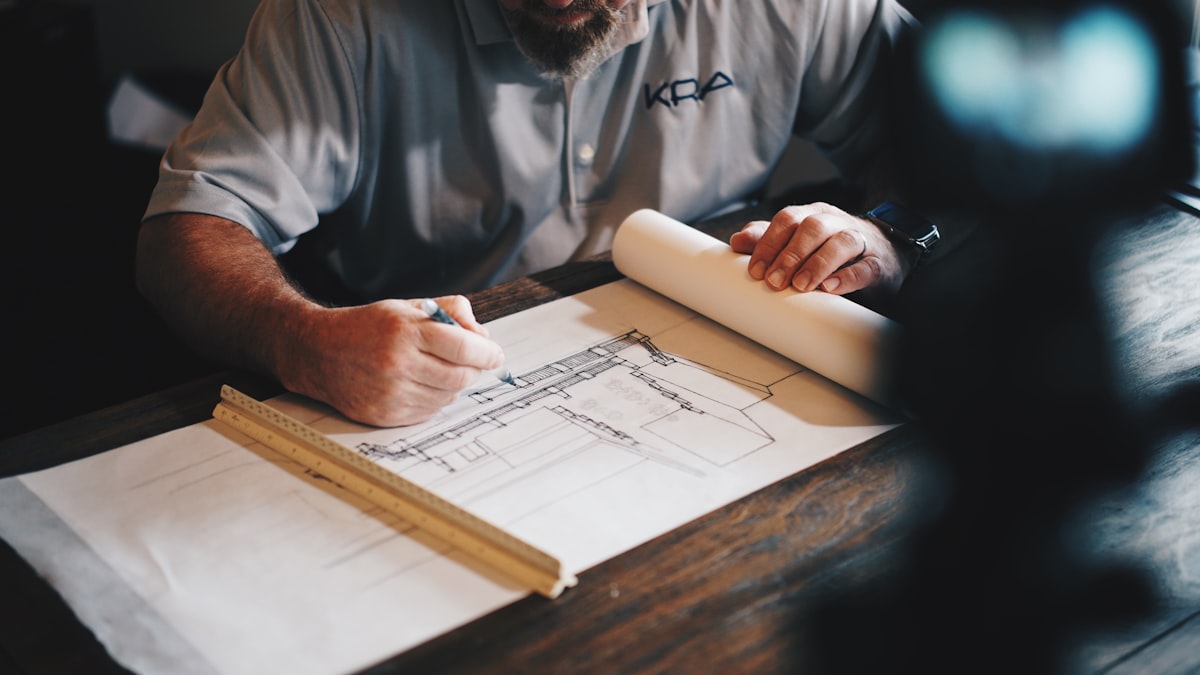 Architectural blueprints on a table